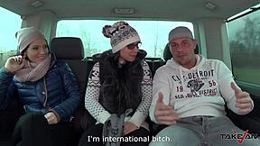 Hot Brunette Tricked Into Wild Van Fight and Public Bang Session.