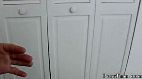 the teen got pounded by a huge monster cock, hardcore taboo blowjob left a big mess