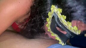 Submissive Latina Sucks Cock in Lingerie