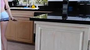 step bro feeds cock to stevie grey behind the couch