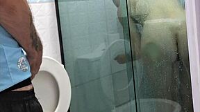 asked to use the bathroom while she was in the shower