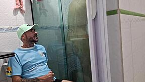 asked to use the bathroom while she was in the shower