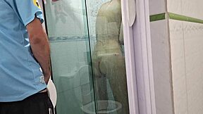 asked to use the bathroom while she was in the shower