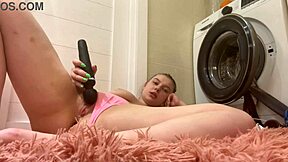 using big dildo for intense self-pleasure