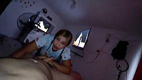 i was putting on my sexiest underwear when my stepbrother entered the bathroom horny to fuck my pussy, he bent me over in doggystyle