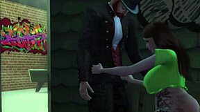 teen dances outside the club, showing off her big tits.