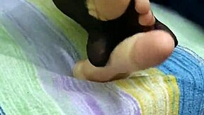 Footjob with Dildo in Torn Pantyhose, Masturbating Doggy Style, Wow!