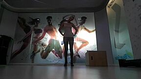 i'm a cute blonde teen doing warmup stretches at the gym