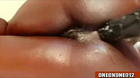 in this homemade video, teen 18+ ebony girl gets ass fucked with dildo for new year giveaway