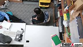 Does teen thief take officer's hard dick in garage punishment?