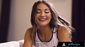 Hot Cheerleader Massages Teammate Leading To Emotional Pussy Eating