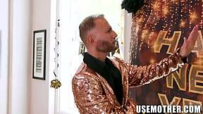 New year brings new friend for petite MILF ass play