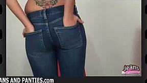 Blow your load to me in my skinny jeans while flashing panties, petite teen 18+ babe