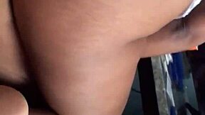 Young ebony amateur bounces on big black cock