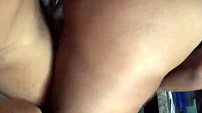 Young ebony amateur bounces on big black cock