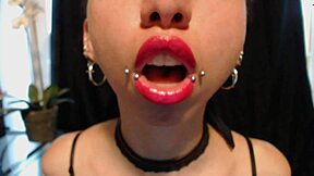 Hot Pink Lipstick Dripping with Wet Saliva