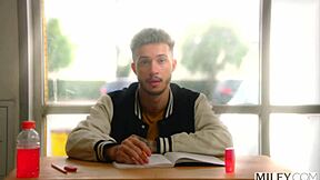 Milfy Teacher Sarah Guides Young Couple in Hot Group Fucking Session