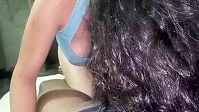 After cleaning, she gives a submissive blowjob at SubmissiveAdventures