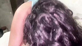 After cleaning, she gives a submissive blowjob at SubmissiveAdventures