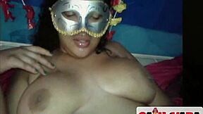 the chubby babe with big tits getting fucked by two monster cocks in threesome