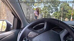 risky masturbation for the hot girl watching from the bus stop