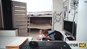 Fake heart attack tricks tutor into quick bent-over sex?