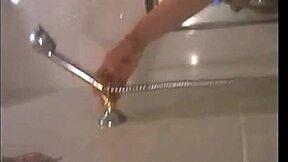 Sweet teen couple banging hard in bath