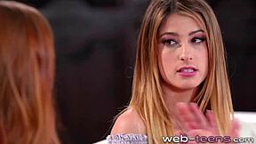 redheaded teen 18+ scissors with petite babe in hot action