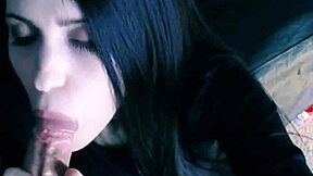 The Guy Makes Beautiful Brunette Perform Blowjob and Cum on Face