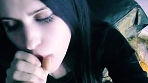 The Guy Makes Beautiful Brunette Perform Blowjob and Cum on Face