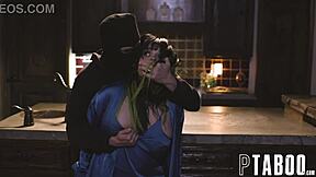 Masked man fucks petite teen hard 😈 Karen's wild night!