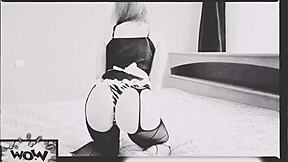 Young girl nervously prepares for her first porn casting interview, feeling wet with anticipation