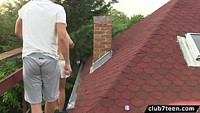 Christen teen pounded hard in wild garden fuck