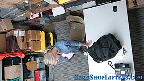 petite blonde teen gets caught in amateur cumshot scene