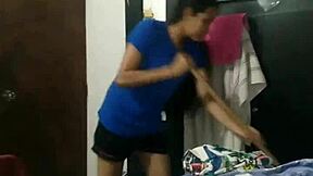 i felt so excited when my stepsister cleaned my room and we had real sex