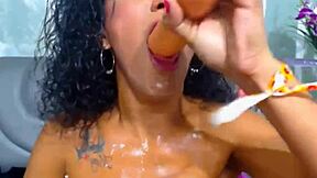 Curly Teen Gets Nasty Gagging on Her Own Panties!