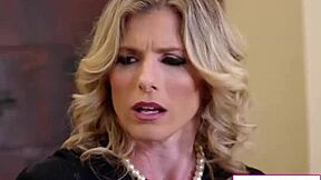 busty milf pleases her slut stepdaughter with oral