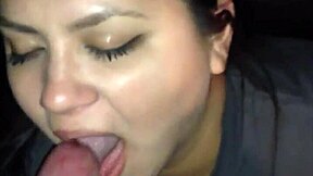 I gave that brunette teen a facial after her blowjob in pov, it was so messy