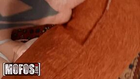 naughty shaved-headed babe paris amour gets a load of cum from scott nails big cock.