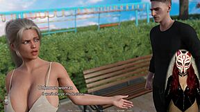 The golden boy ep 3 features a redhead gamer girl playing a cartoon game outdoors.