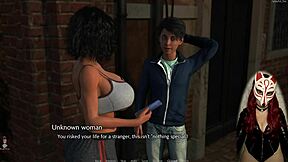 The golden boy ep 3 features a redhead gamer girl playing a cartoon game outdoors.