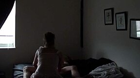 behind the scenes, our skinny gf with huge saggy tits and tattoos rides cowgirl in homemade sex video