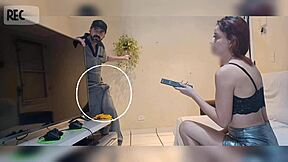 lonely wife gets tv repair guy to make fanny squirt hard outdoors