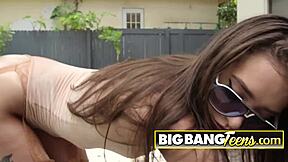 smoking hot teen bent over for friend drilling