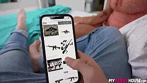 Angel Bent Over for Double Footjob.