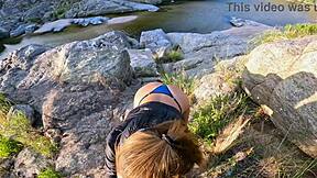 Young couple fucks hard with perfect sunset cum twice on hot ass