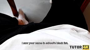 mature tutor without glasses gets seduced by teen disciple for blowjob