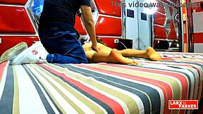 in the casting, perla rica gets masturbated from another angle with ass up