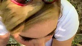 random jogger deepthroats on hiking trail pov with candycourt