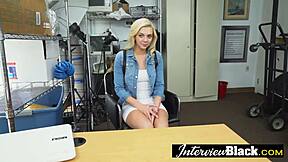 petite blonde teen in uniform loves sucking huge black cocks